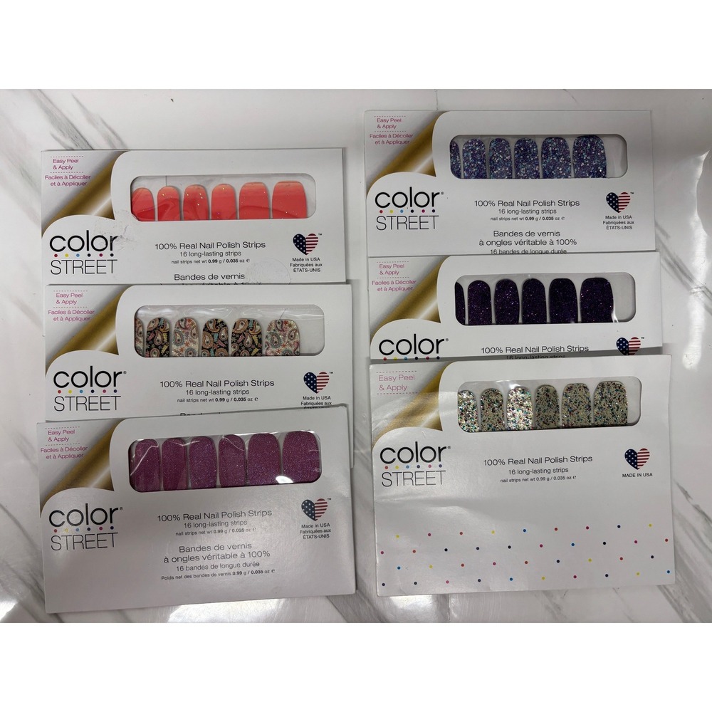 Color Street Nail Polish Strips Assorted Glitter NEW in Packages Lot of 6
